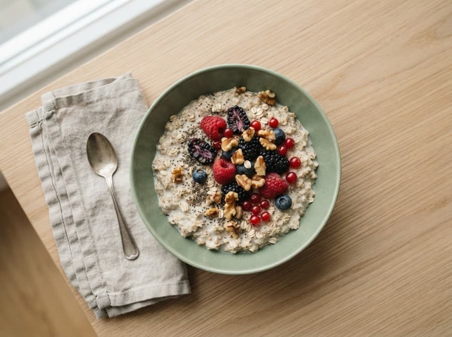 Overnight Oats with Flax, Berries and Walnuts