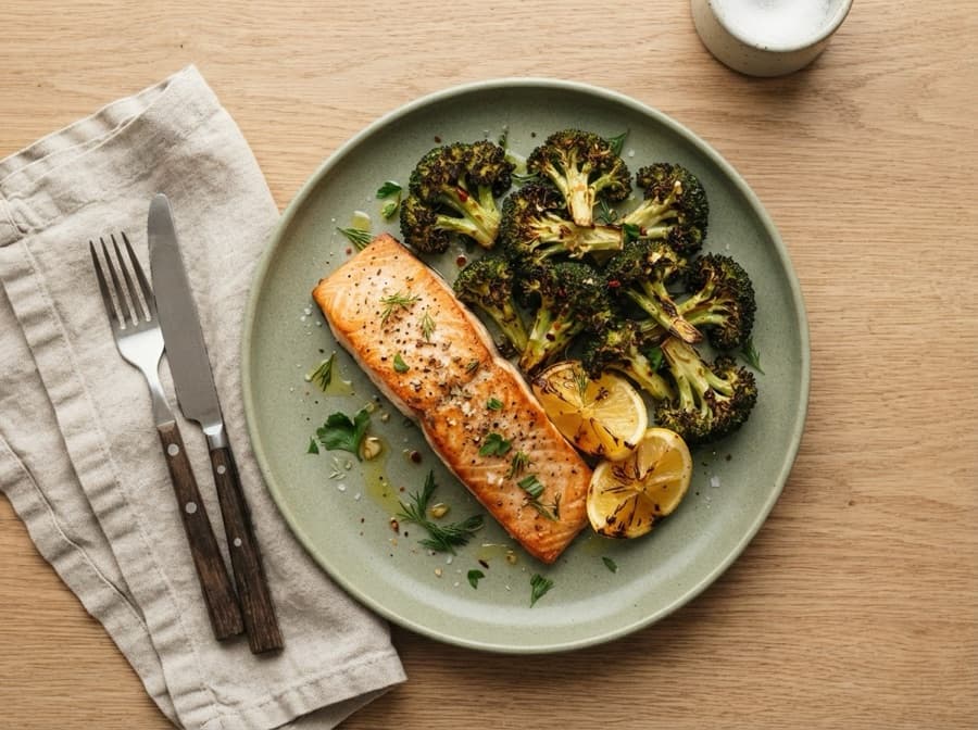 Sheet-Pan Salmon with Broccoli and Lemon
