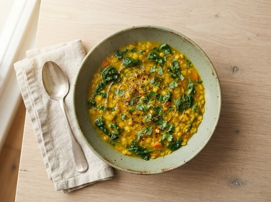 Lentil and Spinach Soup with Turmeric
